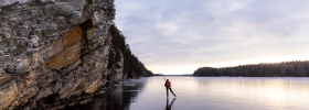 Ice skating on lake in Dalsland