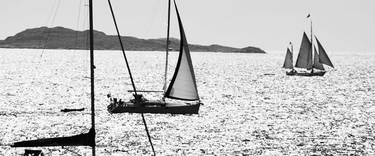 View from Saltö and surrounding Kosterhavet national park with sailboats.